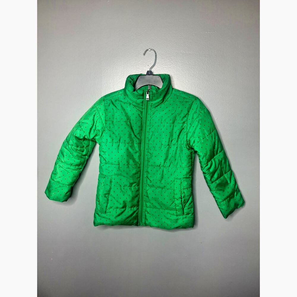Bocini Kids Green Polka Dot Quilted Jacket Size 7/8 Kelly Green KidsPufferJacket